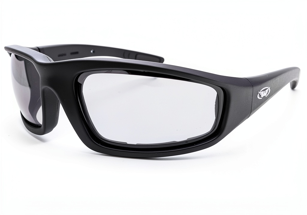 Global Vision 24 Kickback A/F sunglasses being worn on a motorcycle helmet during a sunny day