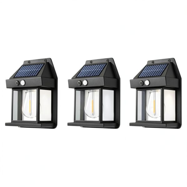 Solar Wall Lights Outdoor PEAKPLUS 2 Pack Black Motion Sensor Light-1