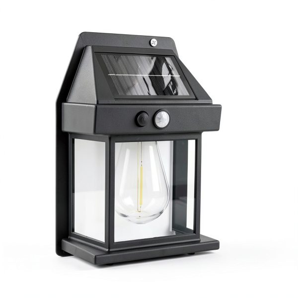 Solar Wall Lights Outdoor PEAKPLUS 2 Pack Black Motion Sensor Light-5