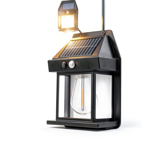 Solar Wall Lights Outdoor PEAKPLUS 2 Pack Black Motion Sensor Light-3