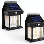 Solar Wall Lights Outdoor PEAKPLUS 2 Pack Black Motion Sensor Light-0