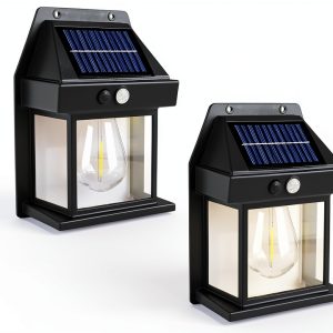 Solar Wall Lights Outdoor PEAKPLUS 2 Pack Black Motion Sensor Light-0